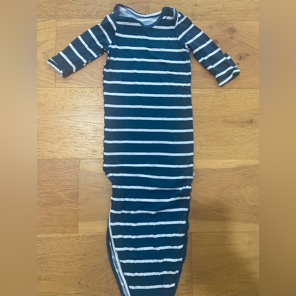 Posh Peanut Striped Blue and White Baby Gown Newborn GUC